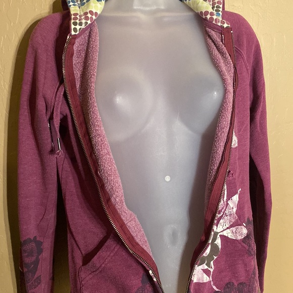 ROXY Medium FULL ZIP HOODIE snap hem Roxy tags polka-dot lined hoodie - Picture 10 of 14